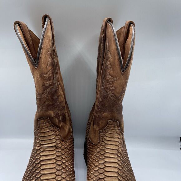 Dan Post Boots Mens 10 D KA Python Print Brown Leather Western Square Toe Cowboy main image 12